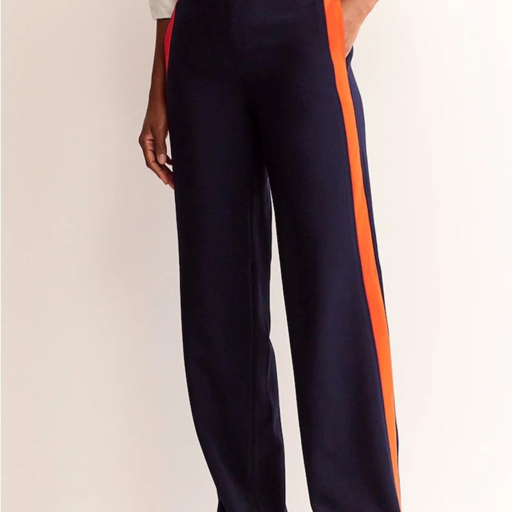Boden Women's Navy Pants with Orange Stripe